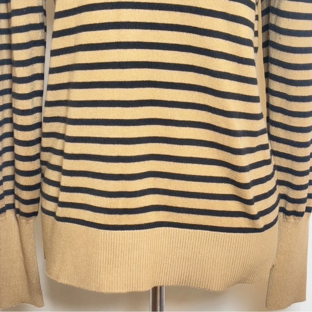 LOFT Tan and Black Classic Striped Sweater Women’s Medium - Picture 5 of 11
